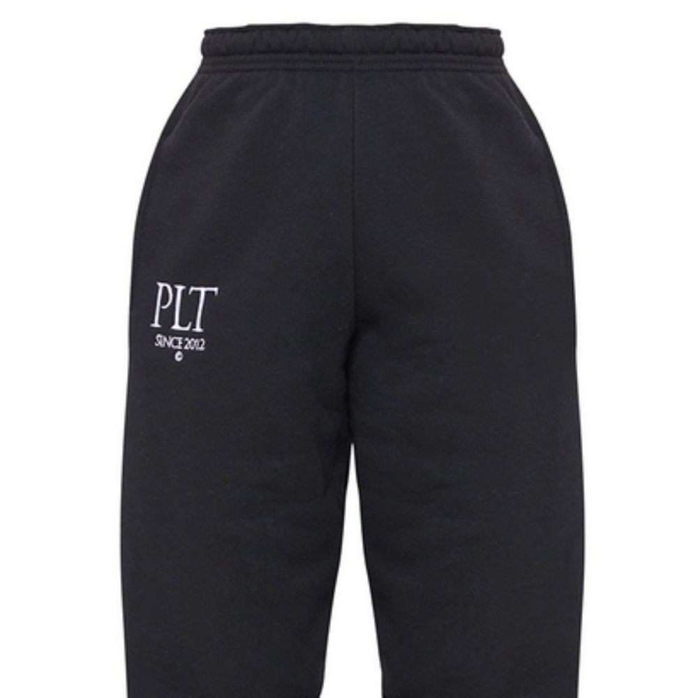 PrettyLittleThing Women's Recycled Slogan Casual Joggers in Black 6 NWT $38